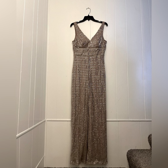 Mauve colored sparkle clubbing jumpsuit - Picture 1 of 5